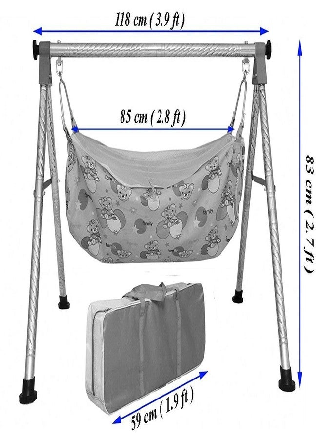 A TO Z HUB Boy's and Girl's Portable Folding/ghodiyu/jhula, with Free Cotton Cloth. (Super Folding Nri (Pink)) - Image 3